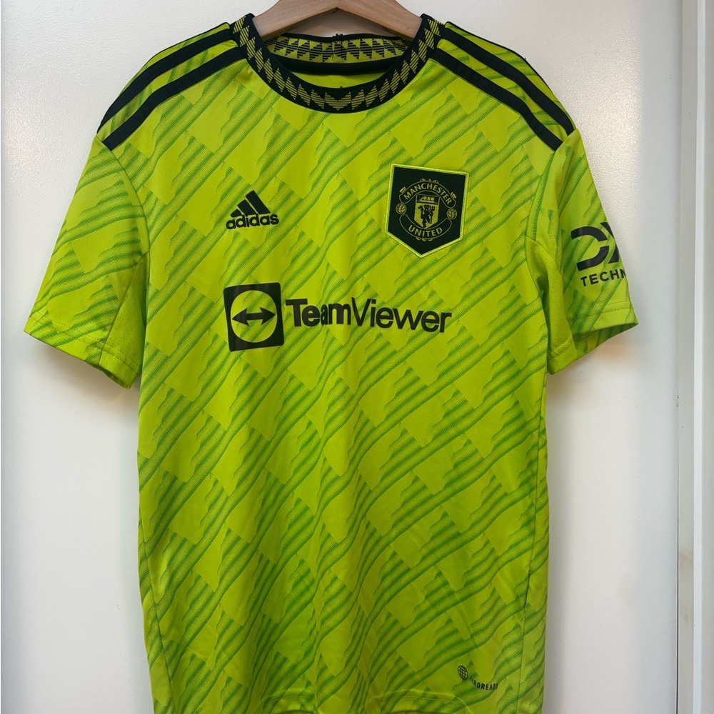 Adidas Kids Neon Yellow Manchester United Jersey